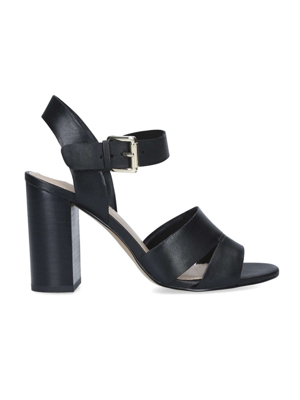 Aldo Caparosa Black Leather Block Heel Sandals - Picture 2 of 6